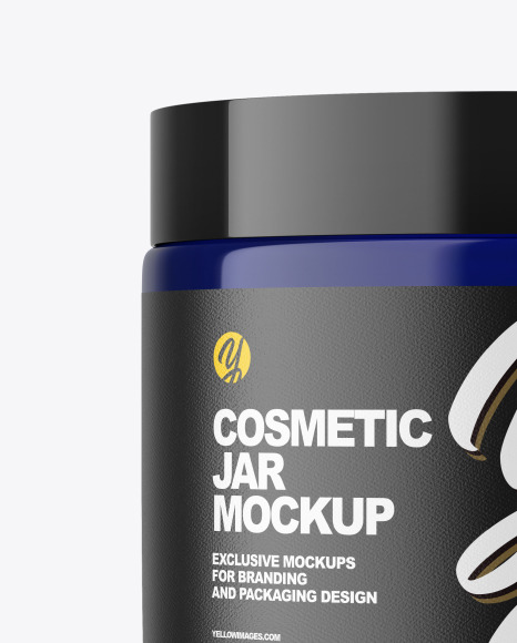 Blue Glass Cosmetic Jar Mockup