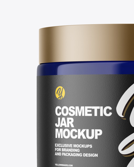 Blue Glass Cosmetic Jar Mockup