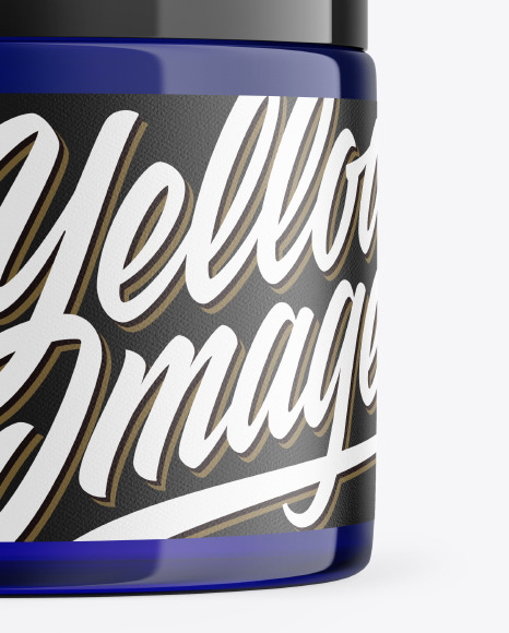 Blue Glass Cosmetic Jar Mockup