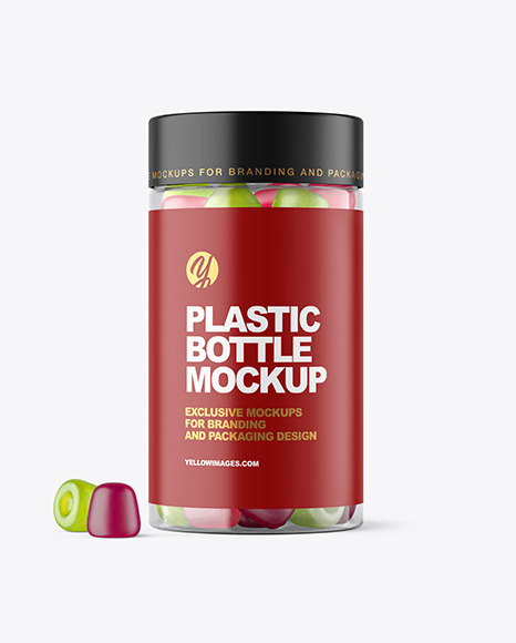 Plastic Bottle with Gummies Mockup