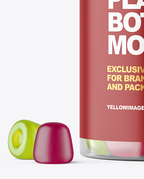 Plastic Bottle with Gummies Mockup