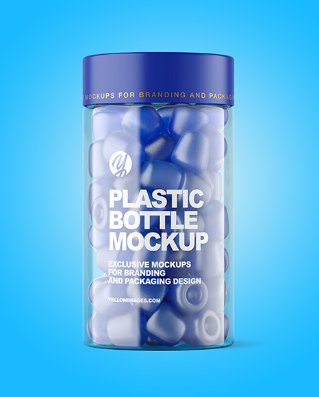 Plastic Bottle with Gummies Mockup