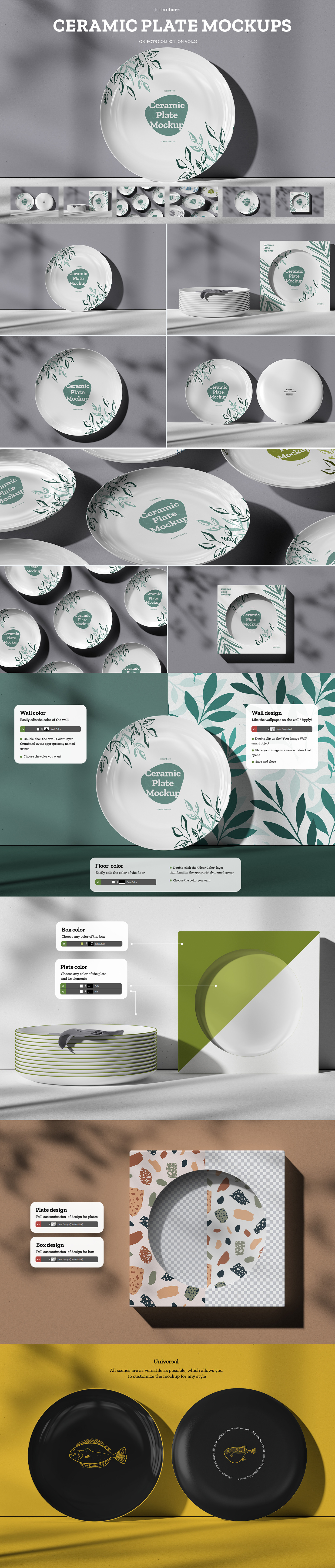 7 Ceramic Dinner/Dessert Plate Mockups vol.2