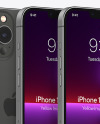 Three iPhones 13 Pro Max Graphite Mockups