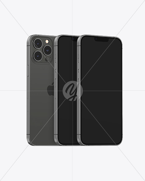 Three iPhones 13 Pro Max Graphite Mockups