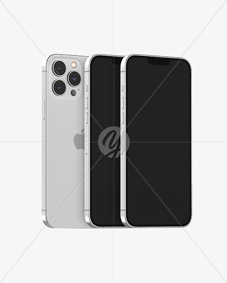 Three iPhones 13 Pro Max Silver Mockups