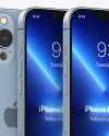 Three iPhones 13 Pro Max Sierra Blue Mockups