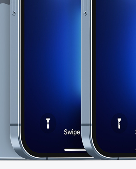 Three iPhones 13 Pro Max Sierra Blue Mockups