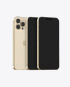 Three iPhones 13 Pro Max Gold Mockups