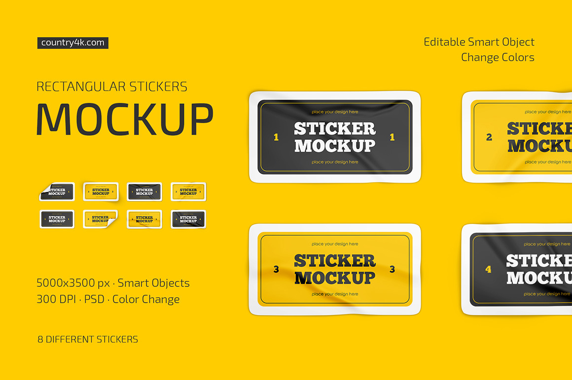 Rectangular Stickers Mockup Set Rectangular Stickers Mockup Set