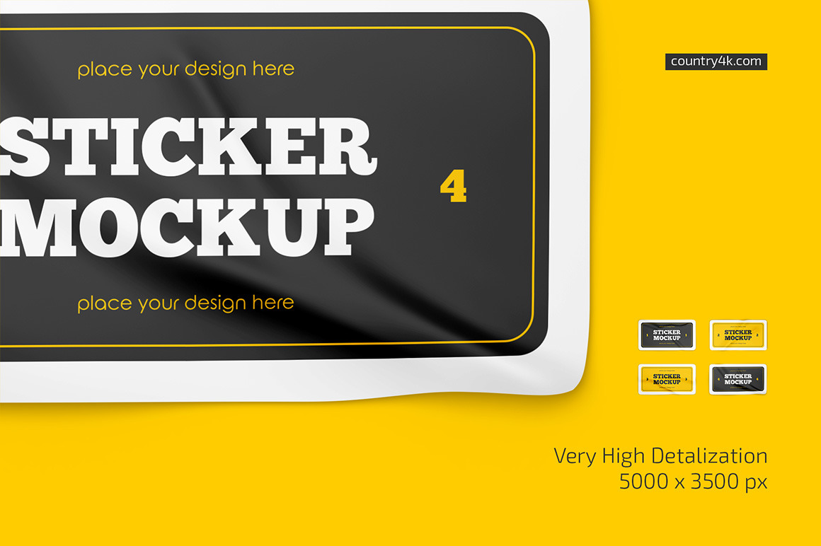 Rectangular Stickers Mockup Set