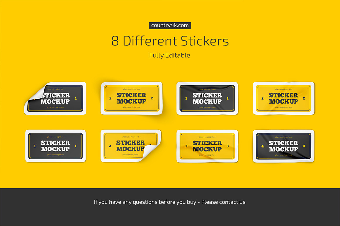 Rectangular Stickers Mockup Set Rectangular Stickers Mockup Set