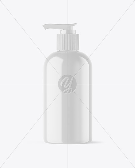 Glossy Cosmetic Bottle with Pump Mockup Glossy Cosmetic Bottle with Pump Mockup