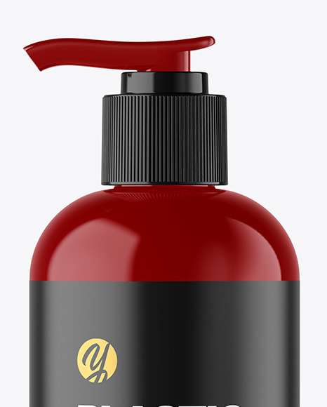 Glossy Cosmetic Bottle with Pump Mockup Glossy Cosmetic Bottle with Pump Mockup