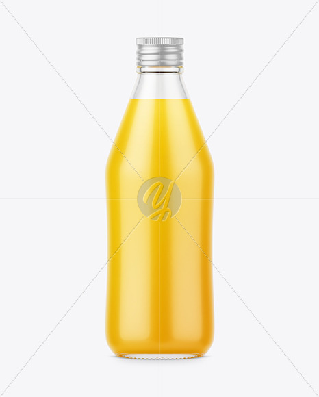 Clear Glass Orange Juice Bottle Mockup