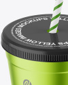 Metallized Coffee Cup with Plastic Straw Mockup