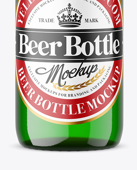 Green Glass Beer Bottle Mockup