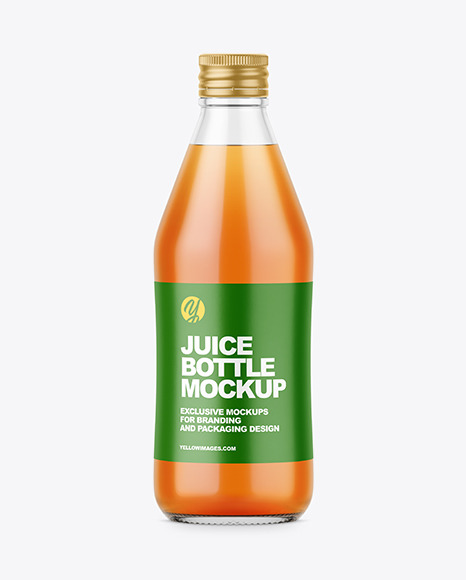 Clear Glass Apple Juice Bottle Mockup