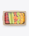 Paper Food Container With Vegetable Set Mockup