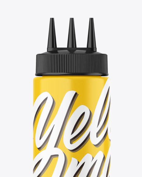 Glossy 3 Hole Plastic Sauce Bottle Mockup