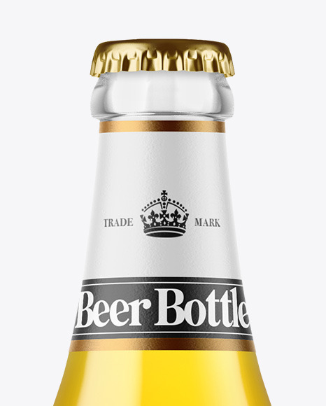 Clear Glass Lager Beer Bottle Mockup