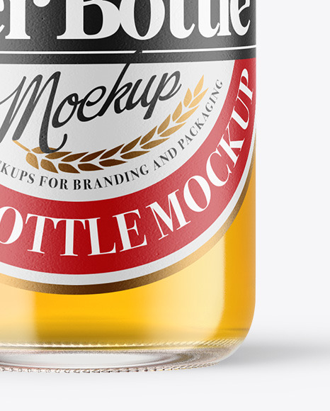 Clear Glass Lager Beer Bottle Mockup