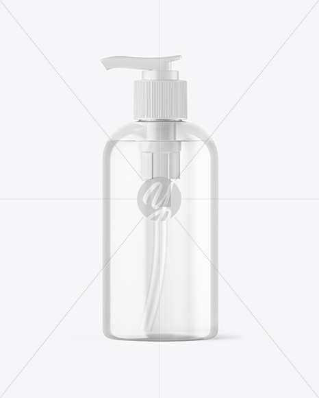 Clear Cosmetic Bottle with Pump Mockup Clear Cosmetic Bottle with Pump Mockup