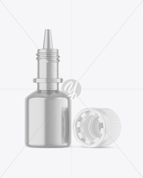 Metallic Opened Eye Drops Bottle Mockup Metallic Opened Eye Drops Bottle Mockup