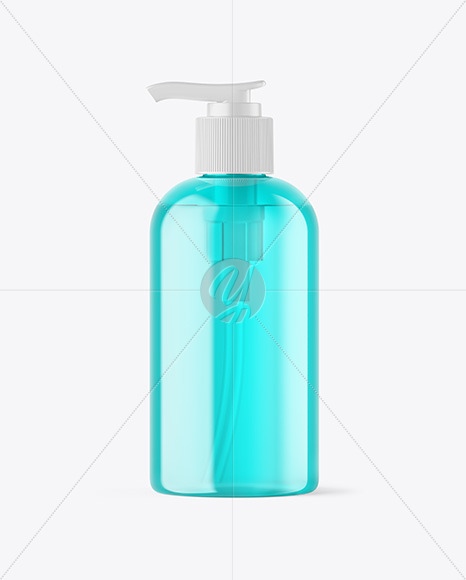 Color Plastic Cosmetic Bottle with Pump Mockup