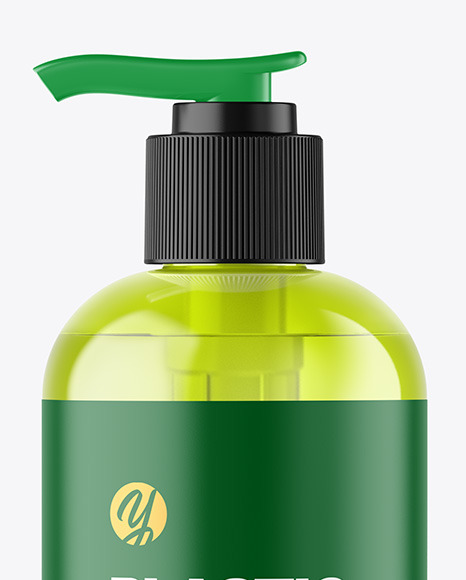 Color Plastic Cosmetic Bottle with Pump Mockup