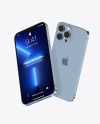 Two iPhones 13 Pro Max Sierra Blue Mockups