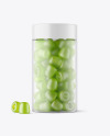 Frosted Plastic Bottle with Gummies Mockup Frosted Plastic Bottle with Gummies Mockup