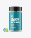 Frosted Plastic Bottle with Gummies Mockup Frosted Plastic Bottle with Gummies Mockup