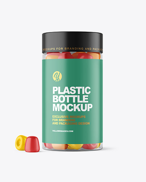 Plastic Bottle with Gummies Mockup