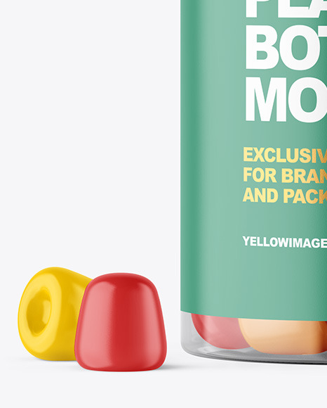 Plastic Bottle with Gummies Mockup