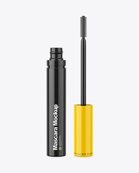 Opened Glossy Mascara Tube Mockup - Opened+Glossy+Mascara+Tube+Mockup+In+Packaging+Mockups+On