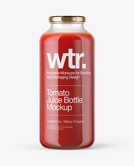 Clear Glass Bottle with Tomato Juice Mockup