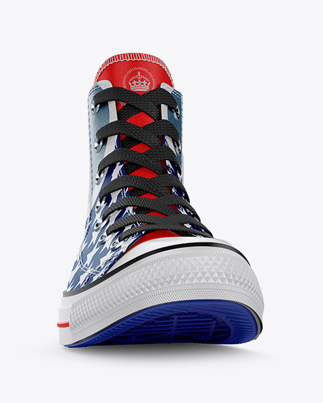 High-Top Canvas Sneaker Mockup - Front View