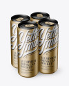 4 Matte Metallic Aluminium Cans Mockup - Half Side View (High Angle Shot)