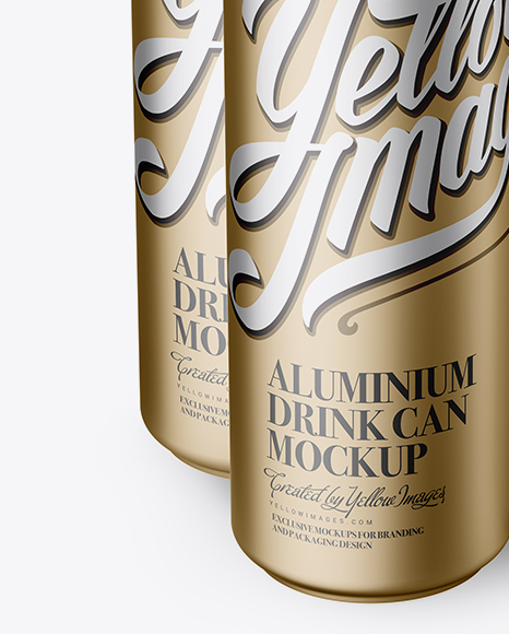 4 Matte Metallic Aluminium Cans Mockup - Half Side View (High Angle Shot)