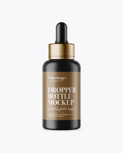 Matte Dropper Bottle With Metal Cap Mockup