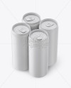 4 Matte Aluminium Cans Mockup - Half Side View (High Angle Shot)