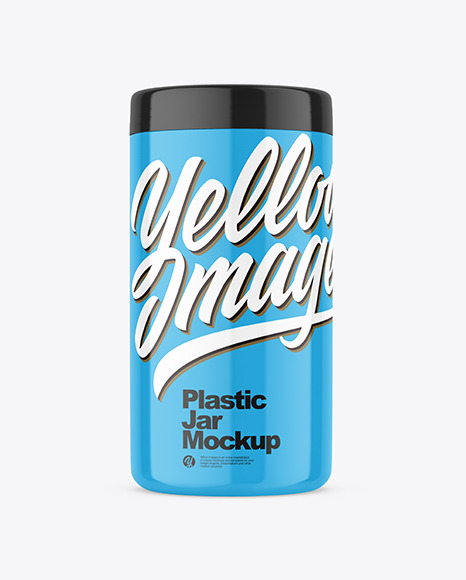 Glossy Plastic Jar Mockup - Glossy plastic pill bottle