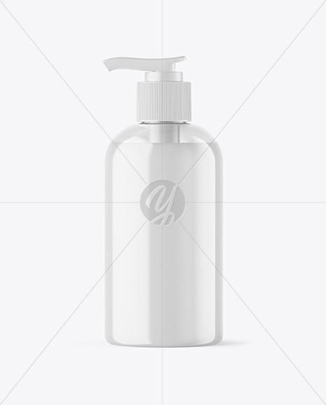 Clear Liquid Soap Cosmetic Bottle with Pump Mockup