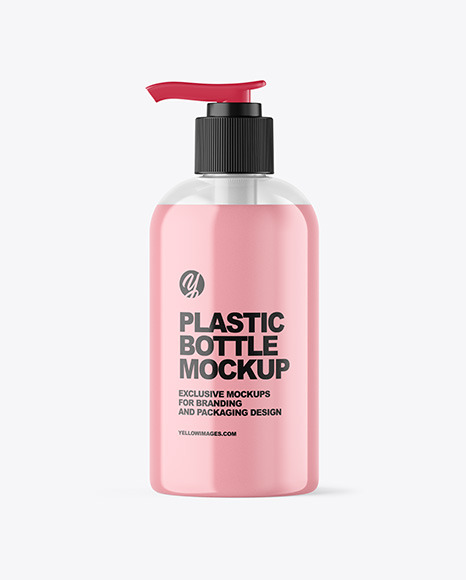 Clear Liquid Soap Cosmetic Bottle with Pump Mockup