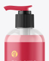 Clear Liquid Soap Cosmetic Bottle with Pump Mockup