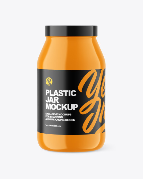 Glossy Plastic Jar Mockup - Glossy label