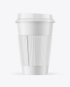 Matte Coffee Cup With Holder Mockup