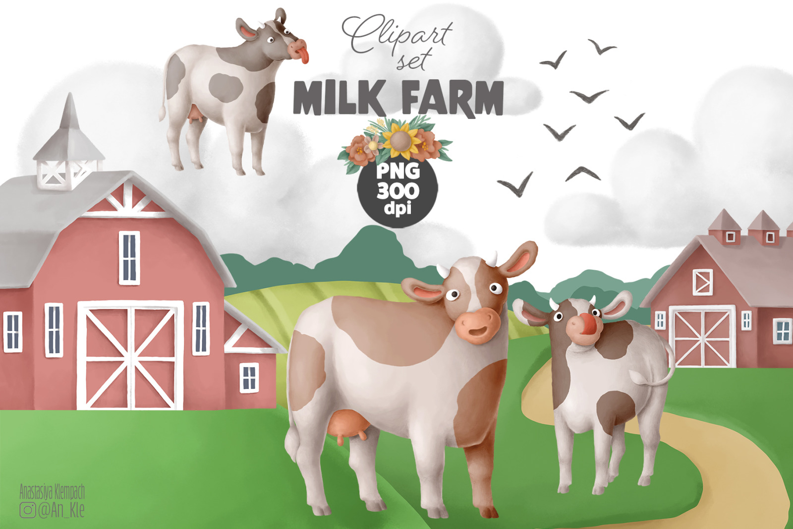 Milk Farm clipart set