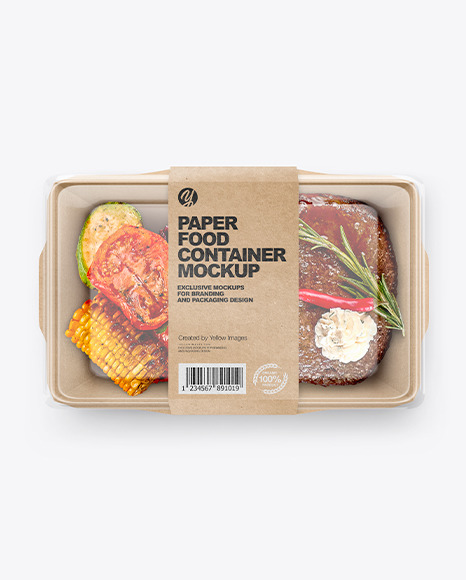 Paper Food Container With BBQ Set Mockup